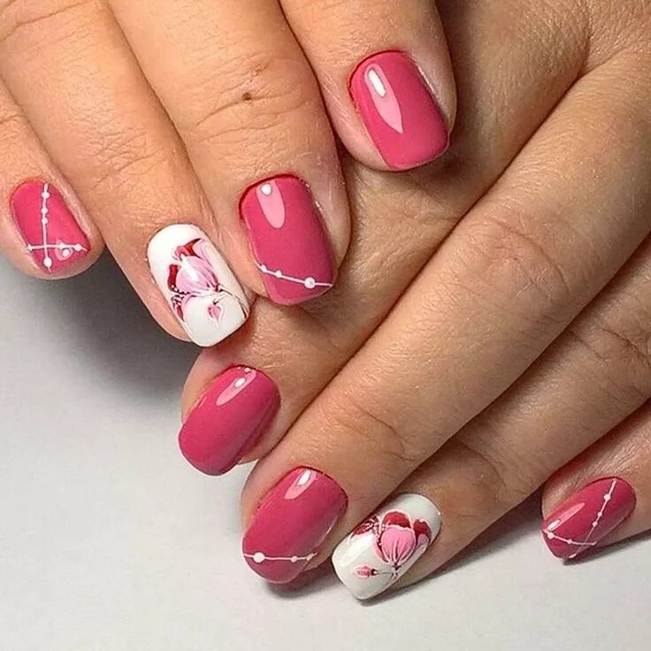 Красно розовый маникюр Pin by Oxana Hodakovskaya on маникюр Manicure nail designs, Manicure, Nail desig