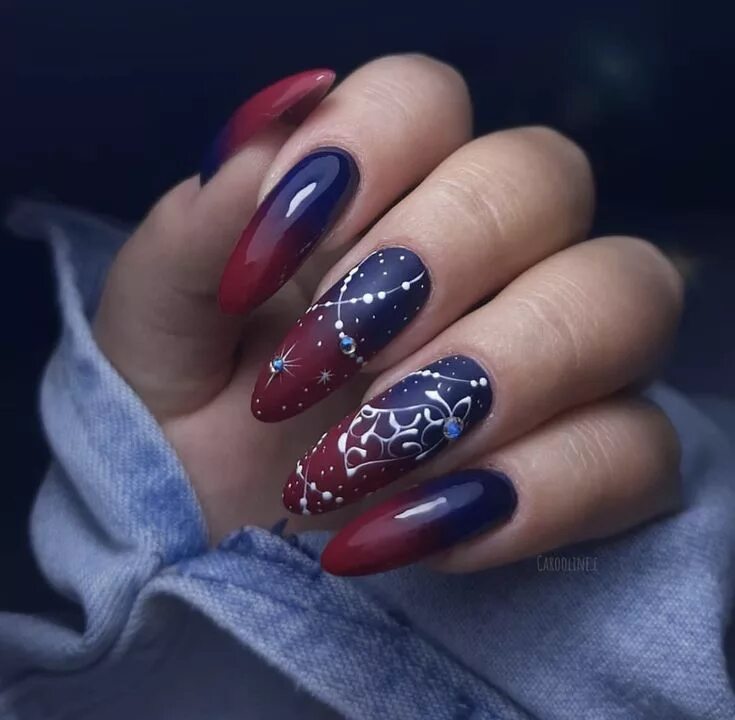 Красно синий маникюр Pin by Jane McIntosh on Nails Almond nails, Purple nails, Nails