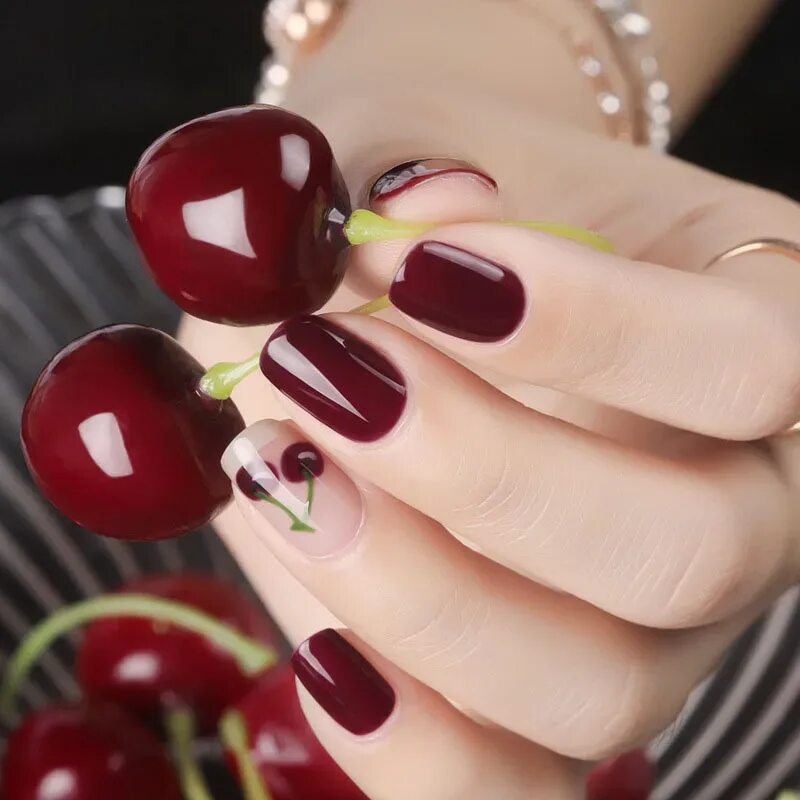 Красно вишневый маникюр New Cherries Red Nail Gel Polish 7ml Soak Off UV Gel Nail Polish Varnish Manicur