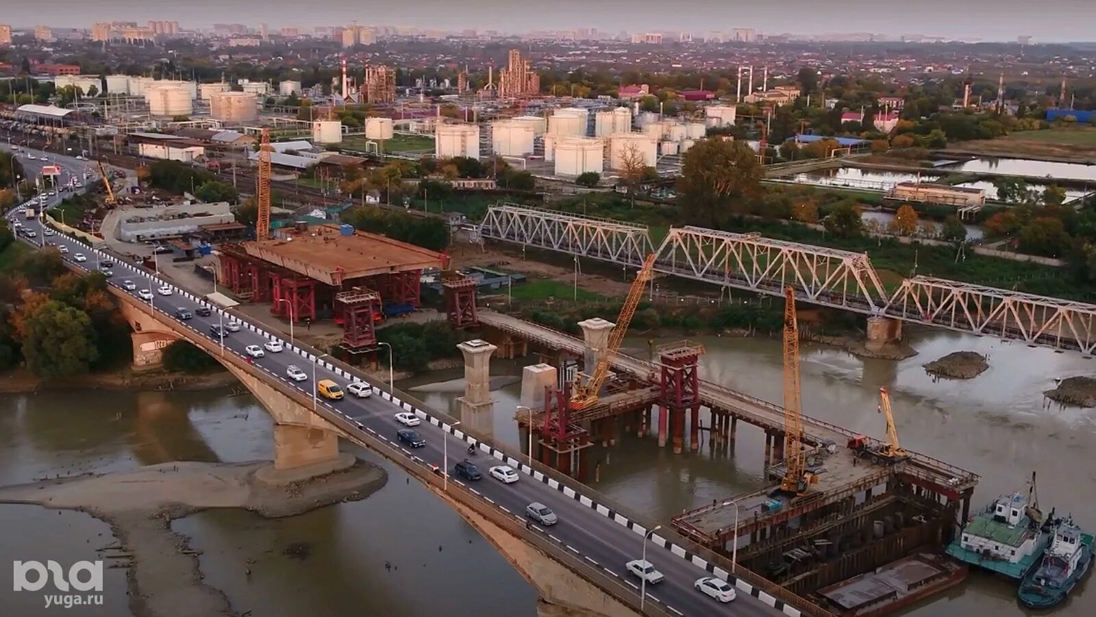 Краснодар яблоновский фото Как в Краснодаре строят новый Яблоновский мост, вид сверху. Видео