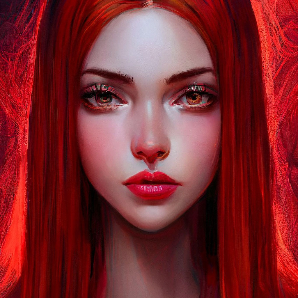 Красное красивые девушки фото "A girl in all red, beautiful, ." - image created in Shedevrum