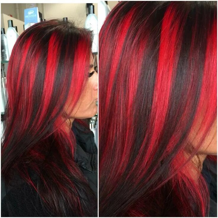 Красное мелирование на темные волосы фото Pin on Cabelo vermelho Red hair streaks, Hair streaks, Brunette hair color