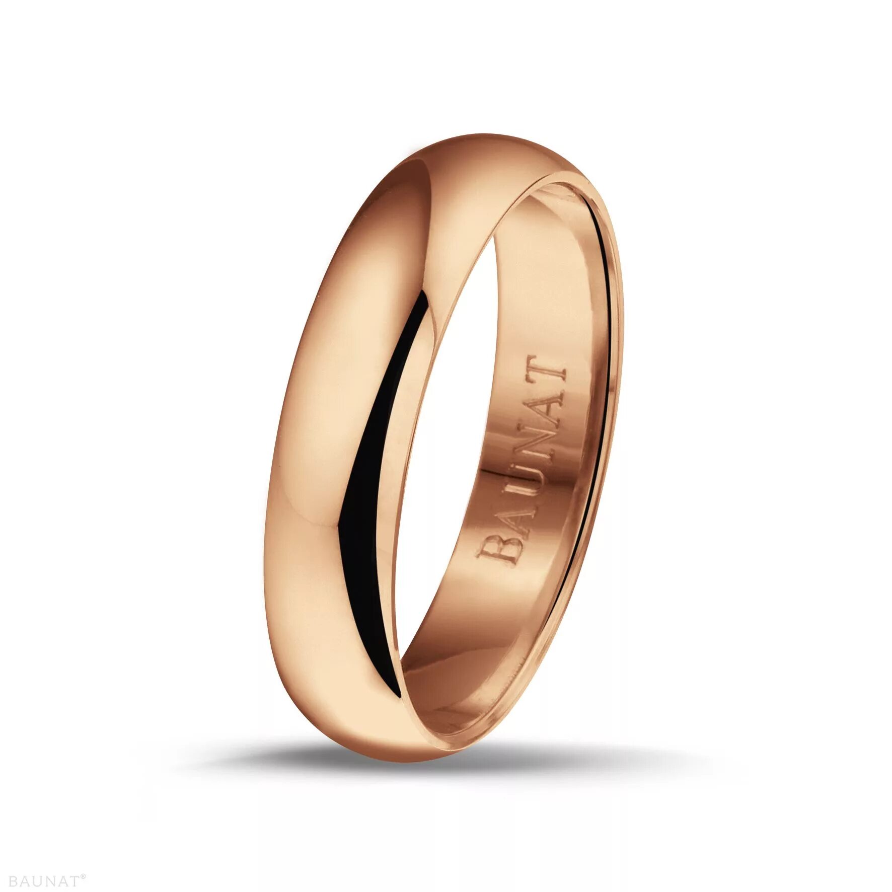 Красное желтое золото фото Wedding ring with a domed surface of 5.00 mm in red gold - BAUNAT Gold, Rings, R