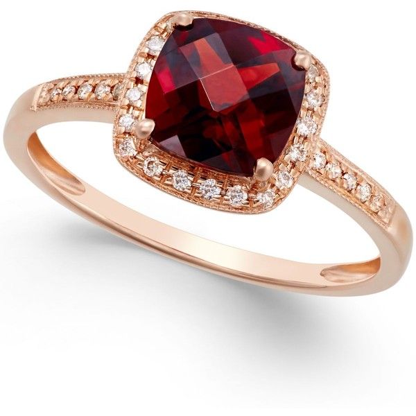 Красное золото фото Garnet (2-1/4 ct. t.w.) and Diamond Accent Ring in 14k Rose Gold (€ 820) ❤ liked