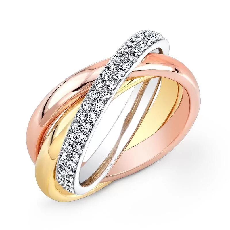 Красное золото фото кольцо 1.00 ct Tri Color Rose Yellow White Gold Rolling Ring Wedding rings, Ladies diam