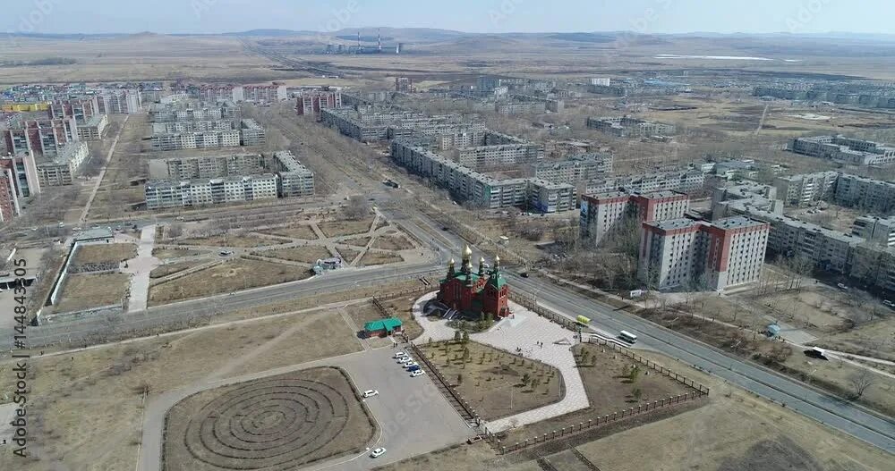 Краснокаменск фото города Город Краснокаменск, Забайкальский край, Россия, панорама города в пасхальное во