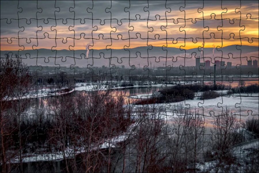 Красноярск погода фото Магнитный пазл 27x18см."Вечер, город, облака" на холодильник - купить с доставко