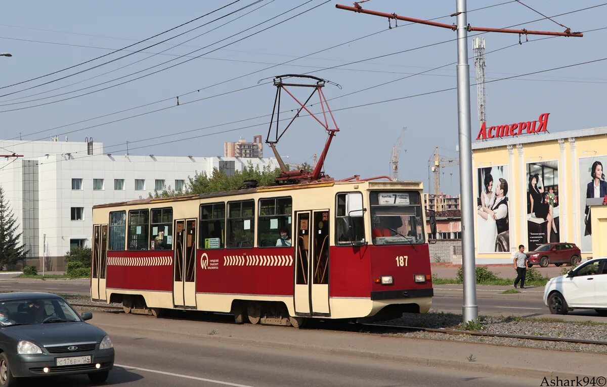 Красноярск трамвай фото Красноярск, 71-605 (КТМ-5М3) № 187 - Фото - Городской электротранспорт