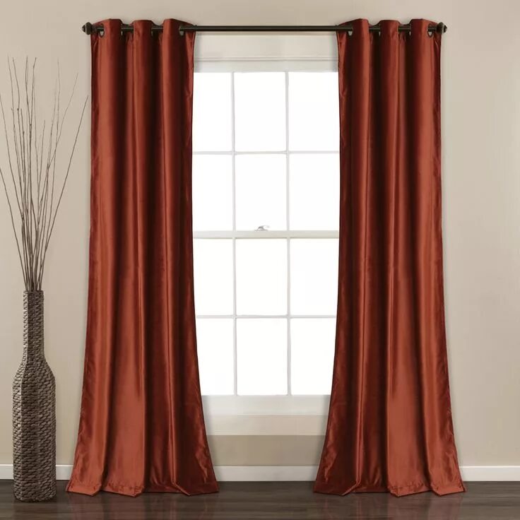 Красные бархатные шторы в интерьере Prima Velvet Solid Grommet Light Filtering Window Curtain Panel Set Color block 