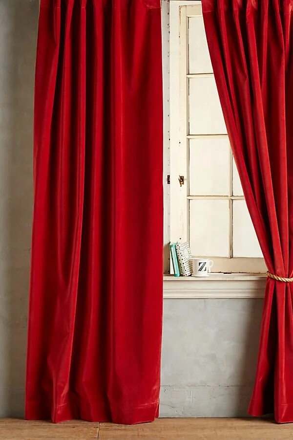 Красные бархатные шторы в интерьере Matte Velvet Curtain Velvet curtains, Beige curtains, Red curtains
