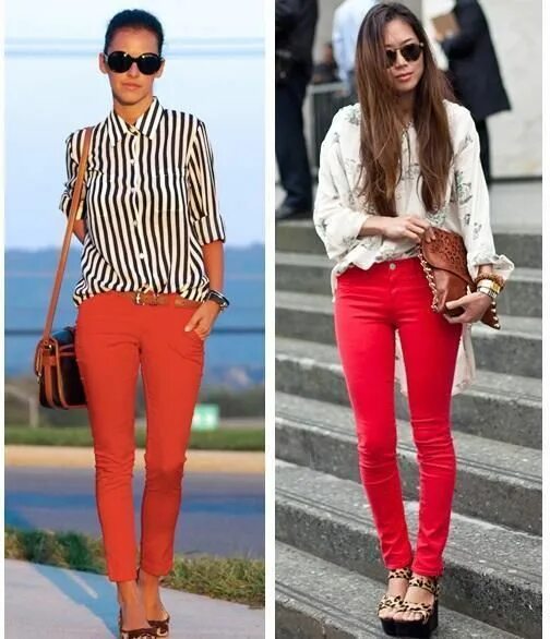 Красные брюки сочетание цветов Comment assortir un pantalon rouge Pantalon rouge femme, Pantalon de couleur, Pa