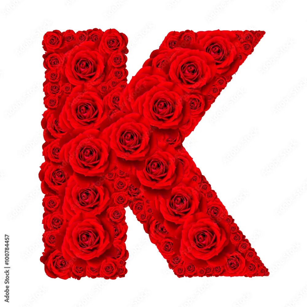 Красные буквы фото Rose alphabet set - Alphabet capital letter K made from red rose фотография Stoc