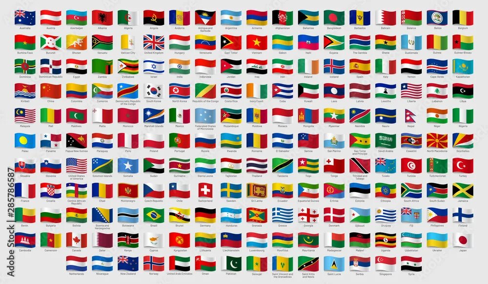 Красные флаги стран мира фото World national waving flags. Official country signs with names, countries flag b