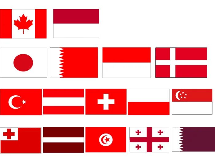 Красные флаги стран мира фото Red and White Flags - Printable Worksheet