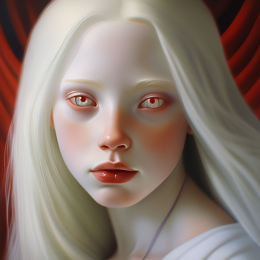 Красные глаза альбиносов фото "Albino girl with red eyes" - image created in Shedevrum