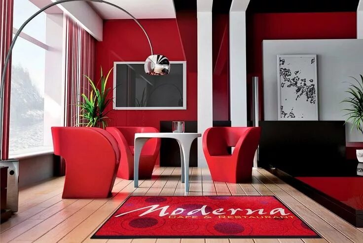 Красные интерьеры фото Стиль авангард в интерьере: описание и фото - Rehouz Rote wohnzimmer, Wohnzimmer