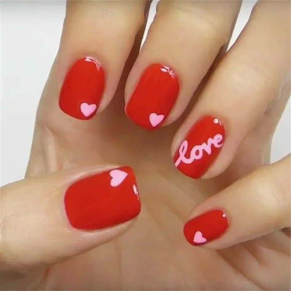 Красные ногти маникюр с сердечками Pin by Stacy Wilson on Hair, Nails & Makeup in 2023 Valentine's day nails, Easy 