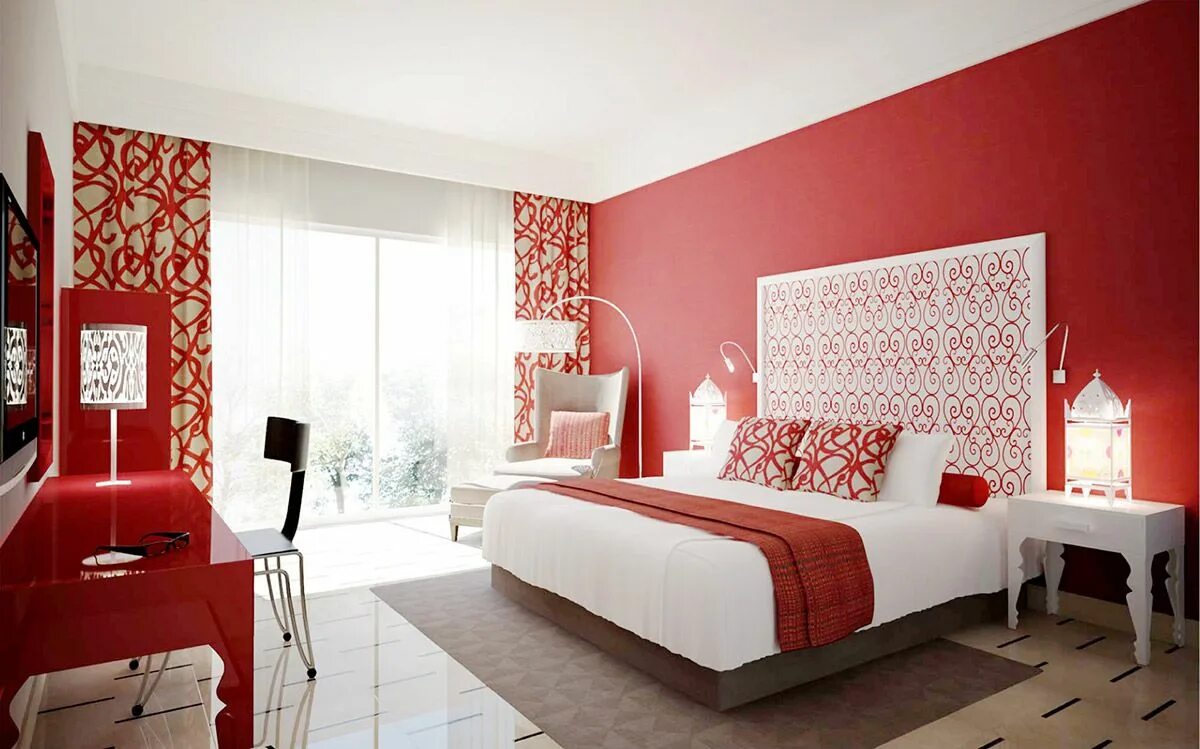 Красные обои для стен в интерьере 51 Red Bedrooms With Tips And Accessories To Help You Design Yours Red bedroom d
