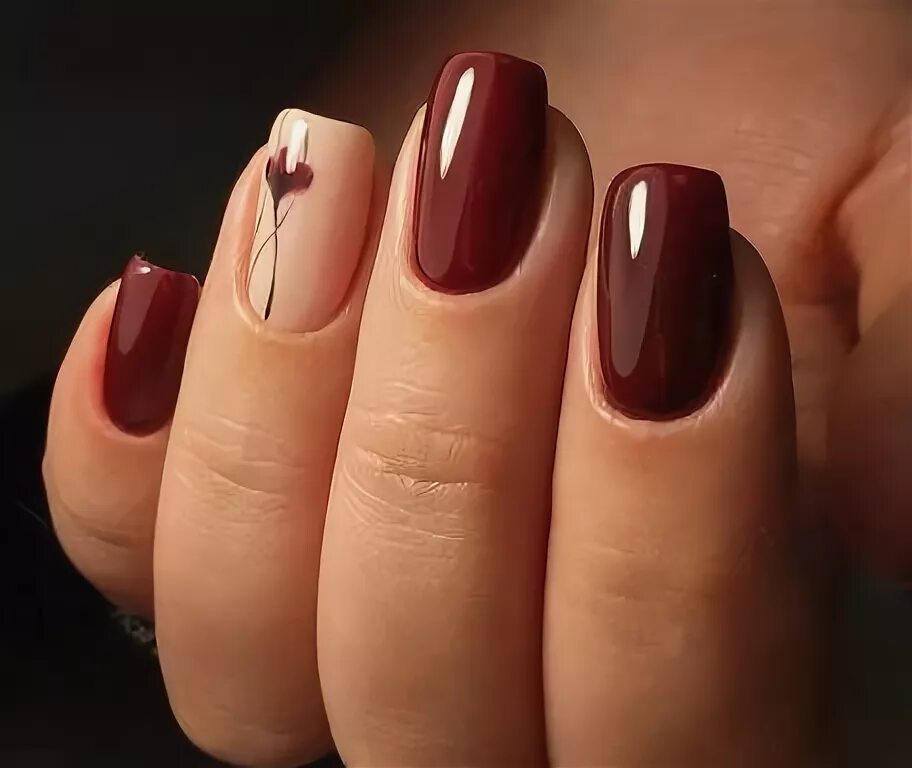 Красный бордовый маникюр на короткие 55+ Trendy Manicure Ideas In Fall Nail Colors Cute nails for fall, Fall gel nail