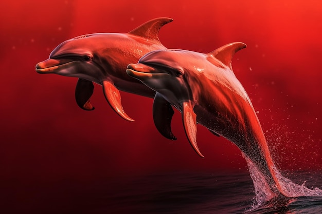 Красный дельфин игра фото A red dolphin and a red dolphin Premium AI-generated image
