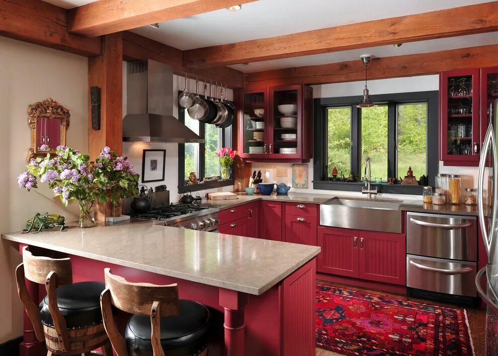 Красный дом интерьер Kitchen - Рустика - Кухня - Чикаго - от эксперта Fredman Design Group Houzz Росс