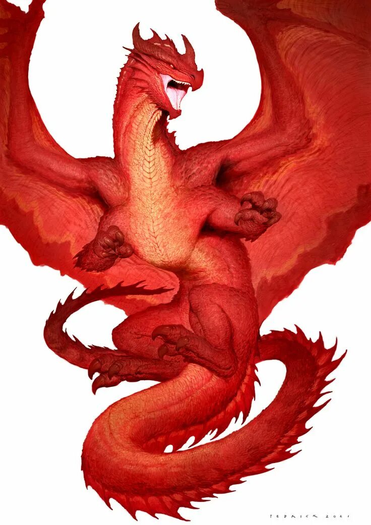 Красный дракон фото Dungeons & Dragons- Monsters, John Tedrick Dungeons and dragons art, Dragon artw