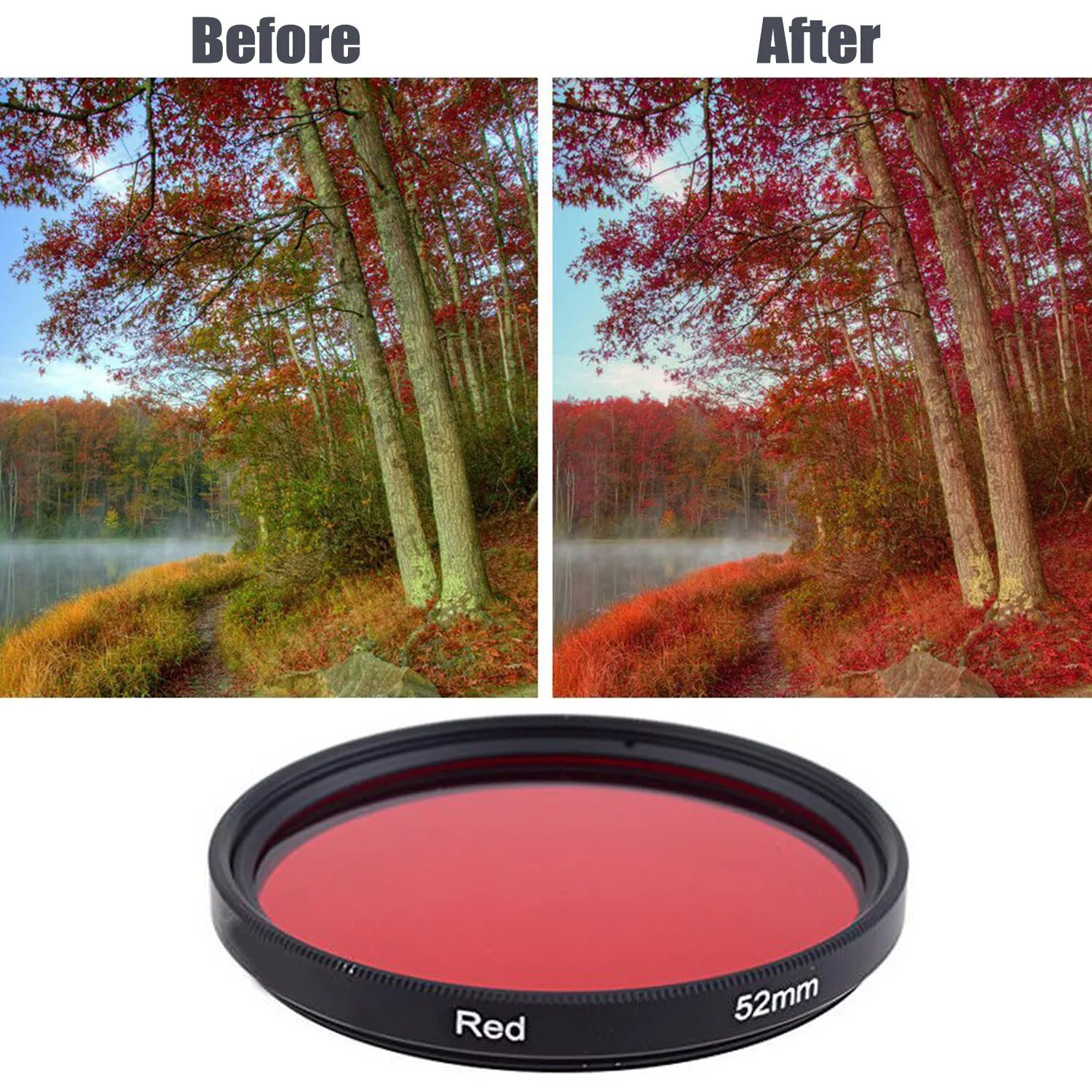 Красный фильтр для фото Red Filter 52mm - красный фильтр для подводной или черно-белой фотовидео съемки