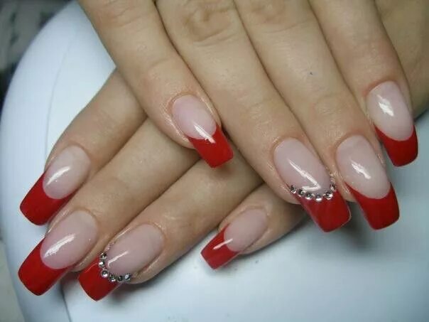 Красный французский маникюр Французский маникюр красный Manicure nail designs, Red tip nails, Red nails