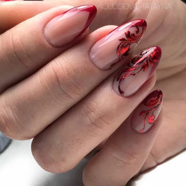 Красный френч с дизайном 2024 МАНИКЮР НОГТИ ИДЕИ on Instagram: "Девочки, какие ноготки понравились больше? 1,2