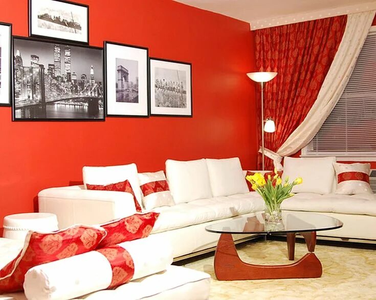 Красный интерьер гостиной Warna Cat Ruang Tamu Yang Cantik Berwarna Merah Red living room walls, Interior 