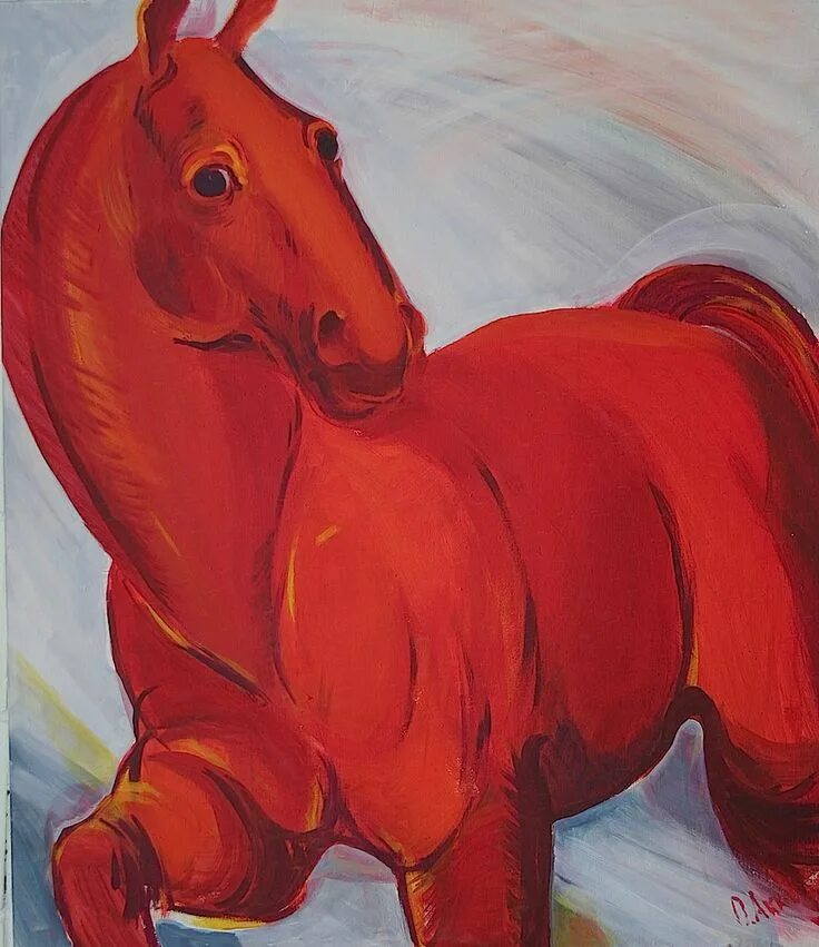 Красный конь фото Olga Akkel Red Horse Painting, Horses, Dinosaur stuffed animal