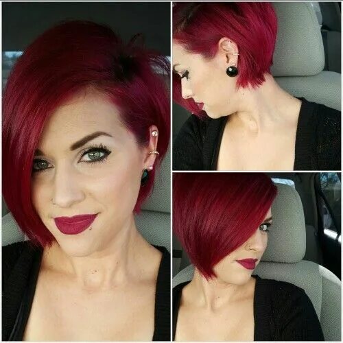 Красный коротких фото Asymmetrical bob Short red hair, Burgundy hair, Red hair color