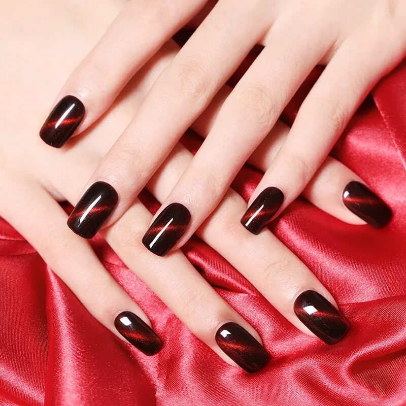 Красный кошачий маникюр LILYCUTE 3D Cat Eyes UV Gel Polish Red Series Glitter Magnetic Soak Off UV LED L