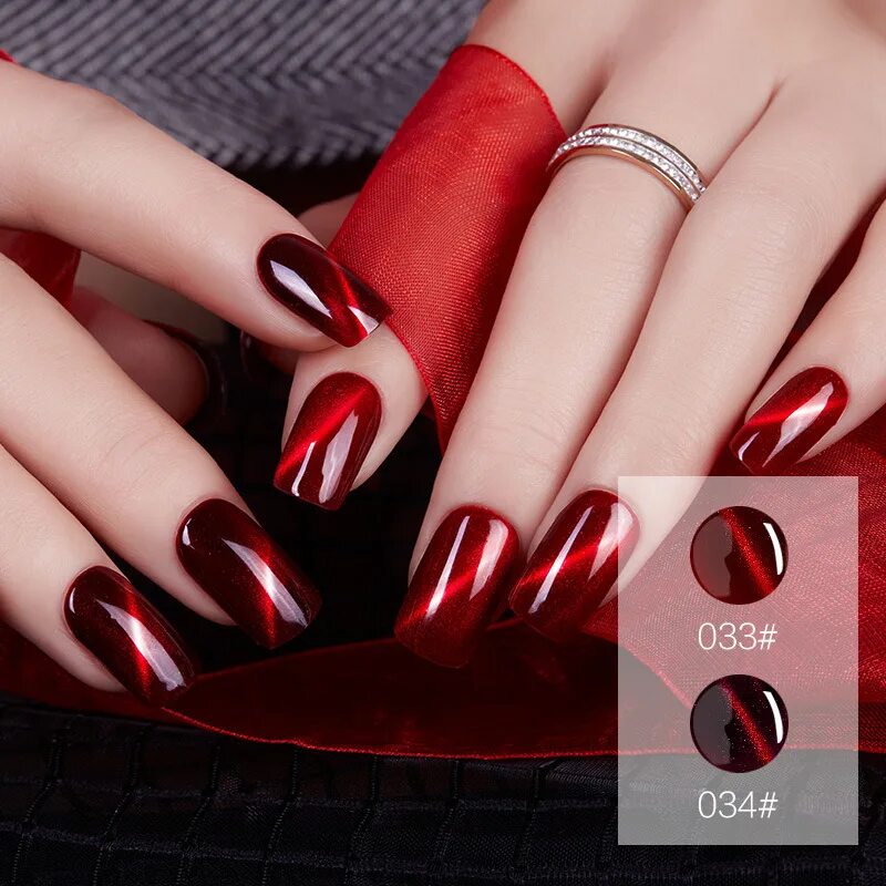 Красный кошачий маникюр SIOUX Chameleon Red Cat Eye Gel Nail 3D Magnetic Gel Nail Polishes 6 Colors Glit