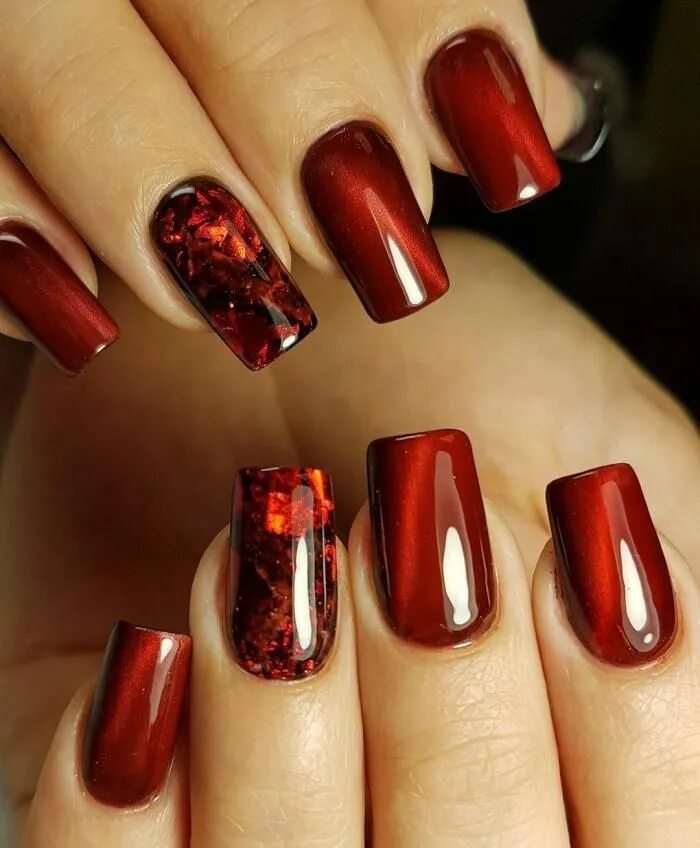 Красный кошачий маникюр с дизайном Pin on mis uñas Red nail designs, Trendy nail design, Super nails