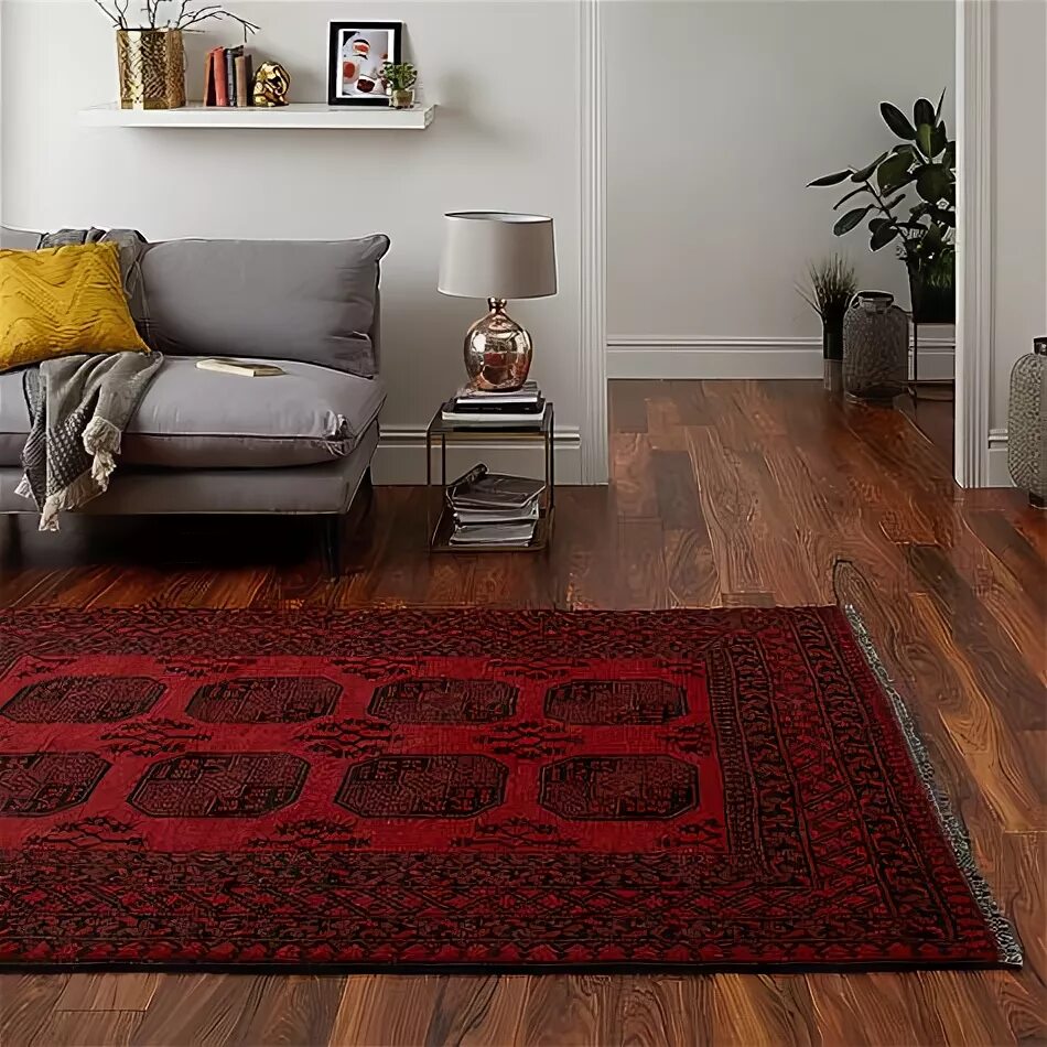 Красный ковер в современном интерьере John Lewis & Partners Afghan Rug, Red Rugs in living room, Persian rug living ro
