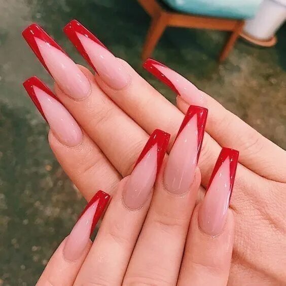 Красный квадратный маникюр на длинные ногти FOTOS PARA TUS HISTORIAS Red acrylic nails, Gel nails, French tip acrylic nails