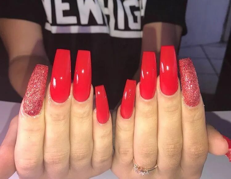 Красный квадратный маникюр на длинные ногти pinterest infinitixk ✨ Nail art design
