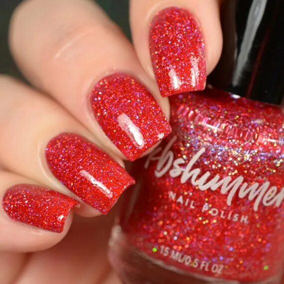 Красный лак с блестками маникюр Deck the Claws Red Mega Flame Nail Polish by Kbshimmer - Etsy Holographic glitte