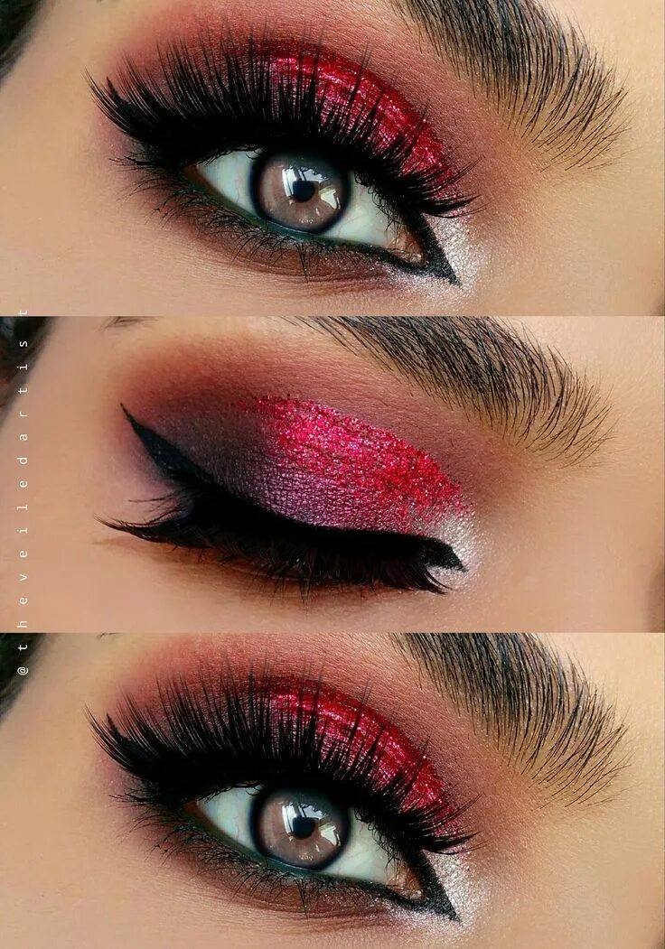 Красный макияж для голубых глаз 25 Shimmer Eye Makeup Ideas for Stunning Eyes Fashiongram Red eye makeup, Gothic