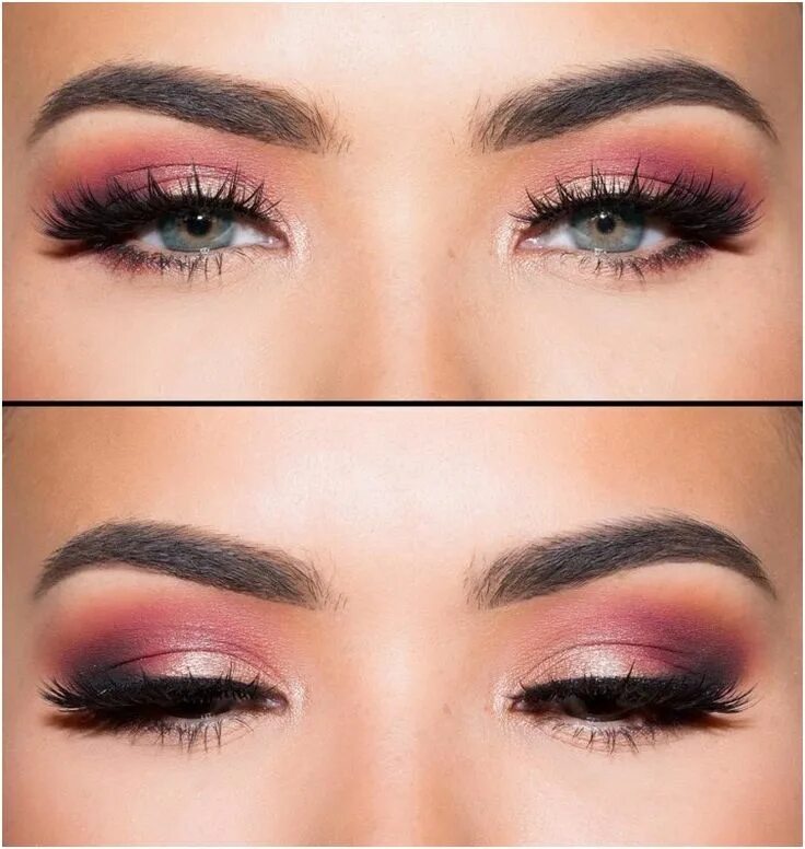 Красный макияж нависшее веко Image result for soft pink and blue outfit Prom makeup for brown eyes, Burgundy 