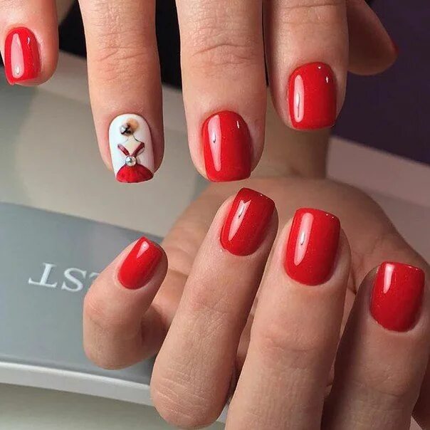 Красный маникюр 2024 фото на короткие ногти Nail Art #1480 - Best Nail Art Designs Gallery BestArtNails.com Nail art, Red na
