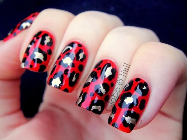 Красный маникюр дизайн леопард Globe & Nail: Autumn Leopard Nails Leopard print nails, Animal print nails, Leop