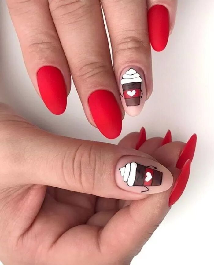 Красный маникюр для подростков Матовый маникюр 2018 - 2019 : 130 вариантов Gel nails, French gel nail designs, 