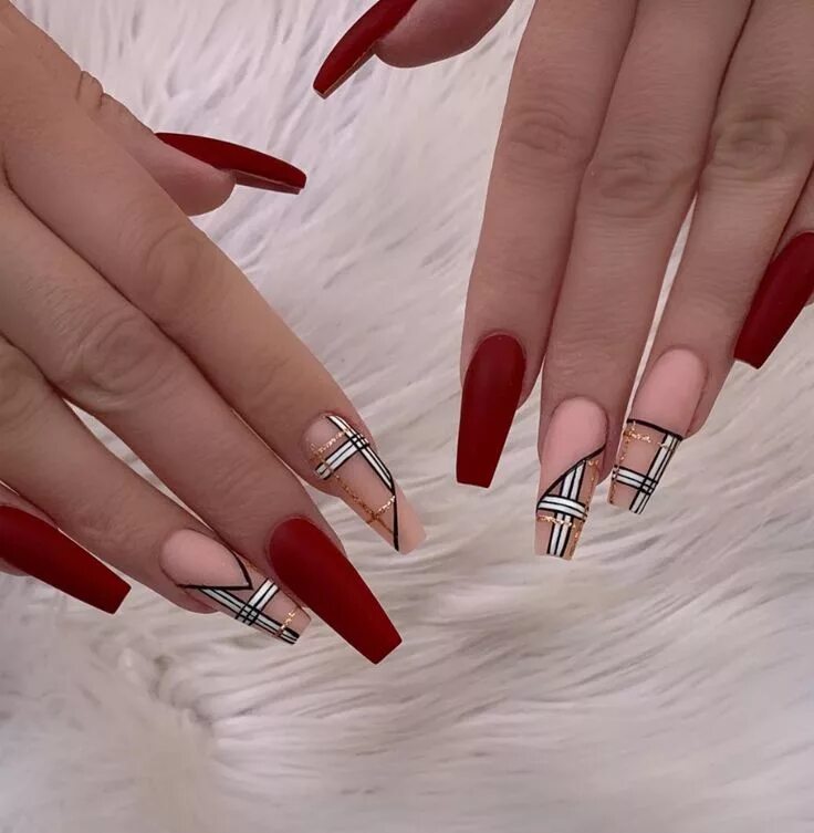 Красный маникюр форма балерина 40 Unique Matte Nail Ideas to Makeup Your Short Or Long Nails - Page 4 of 40 - F