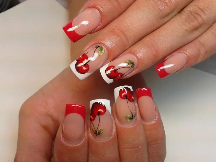 Красный маникюр френч с дизайном Pin de Evgenia em ня Unhas, Adesivos de unhas, Adesivos