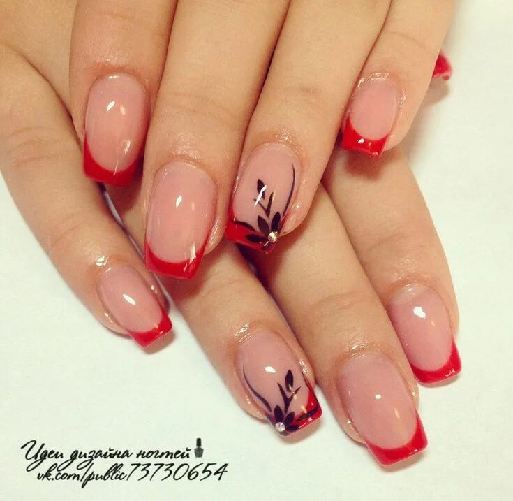 Красный маникюр френч с дизайном Gray Nails French manicure nails, Pretty nails, Pretty nail art designs