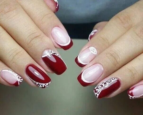 Красный маникюр френч с дизайном Pin by Klavdija Filona on Дизайн ногтей Stylish nails designs, Pretty nail art, 