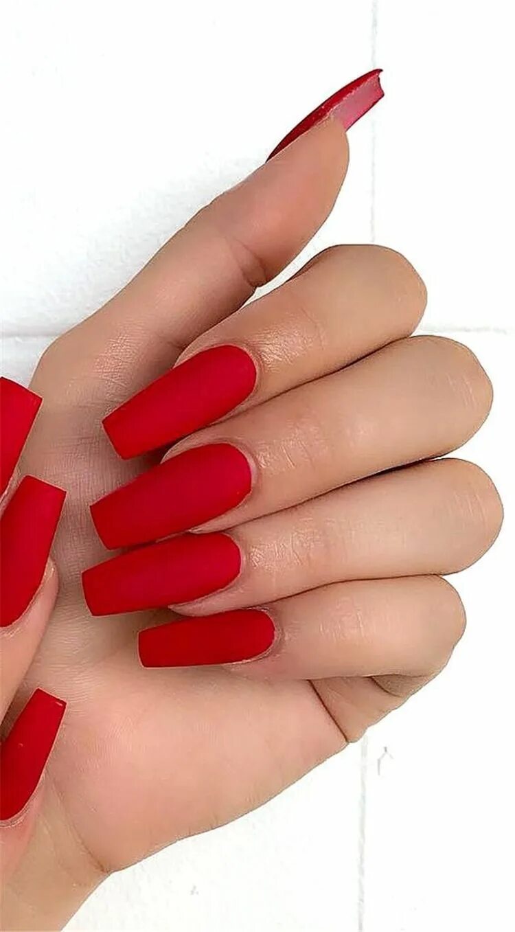 Красный маникюр квадратная форма Nail Matte Red Acrylic - Nail Red matte nails, Red acrylic nails, Matte acrylic 