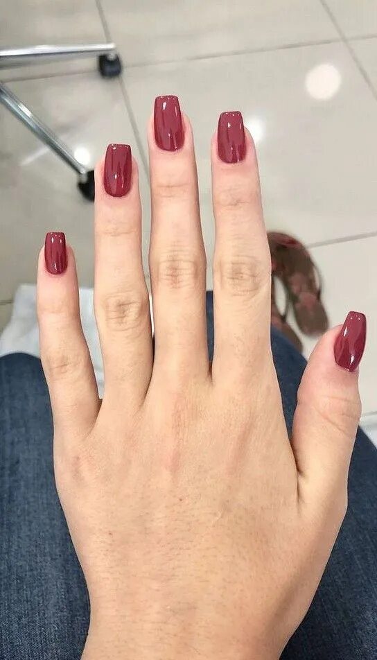 Красный маникюр мягкий квадрат ногти 40 Warm Fall Nail Design Make You Cute - SooShell Burgundy acrylic nails, Squova